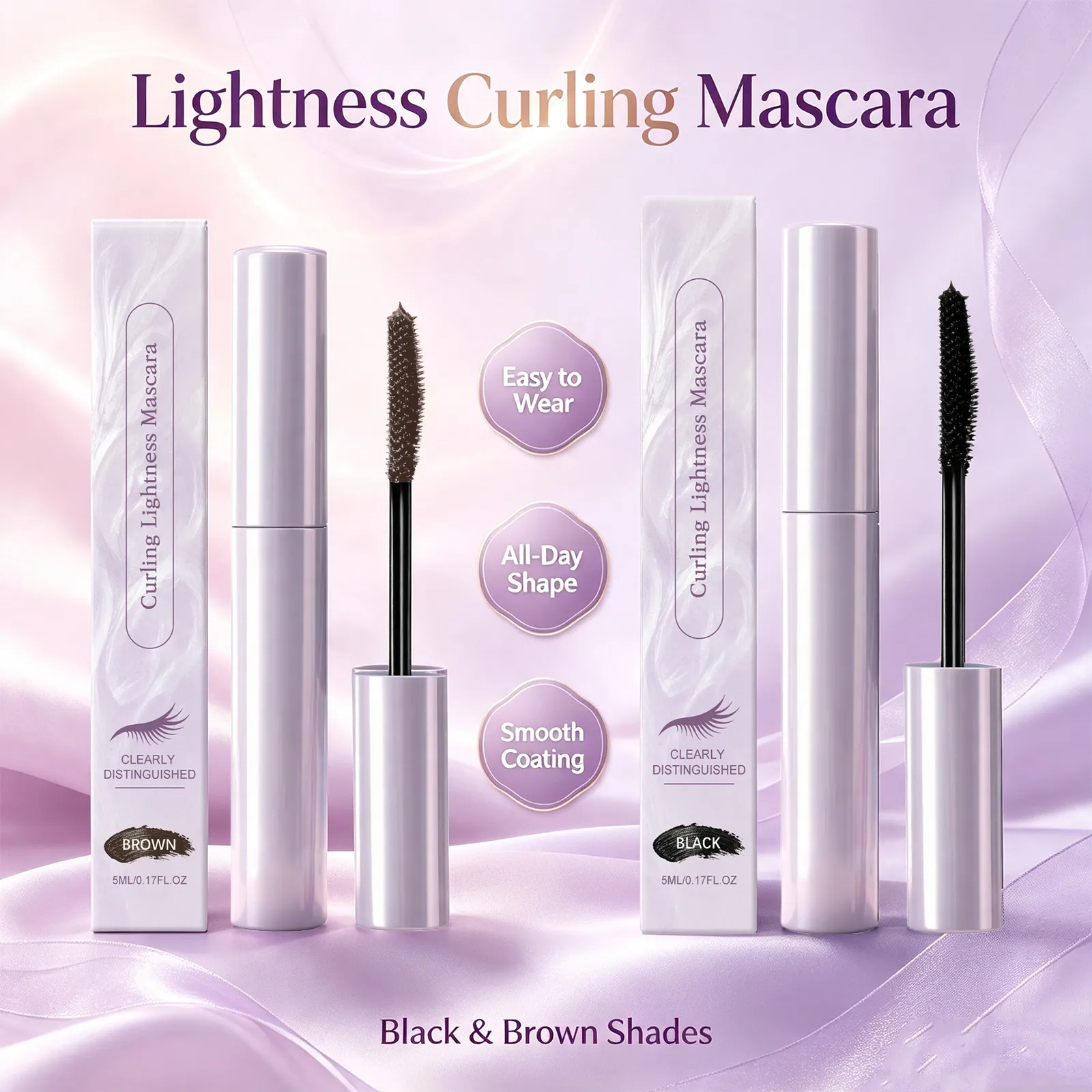 Curling Mascara Natural Lifted Lashes Waterproof Anti-Smudge Long Lasting Curling Strengthen Lashes Eye Cosmetic Black & Brown — image 1