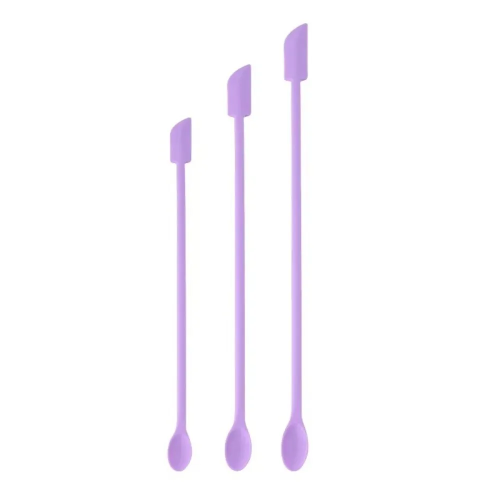 3pcs Portable Mini Silicone Scraper Double-head Lengthened Face Mask Brush Soft Cosmetic Digging Spoon Makeup Brushes Set