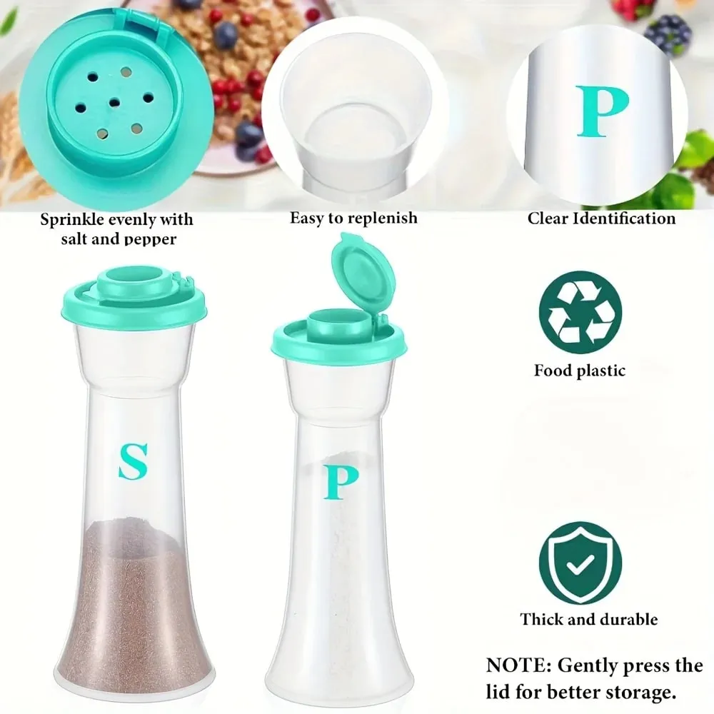 2pcs Large Salt & Pepper Shaker Set with Lids - Perfect for Home Kitchen Restaurant Outdoor and Camping
