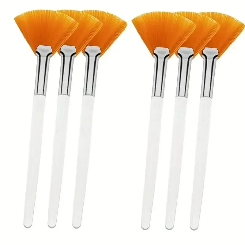 3/6/12pcs Practical Facial Brushes Fan Shape Brush Flat Head Face Mask Applicator Soft Portable Mask Brushes Cosmetic Tools
