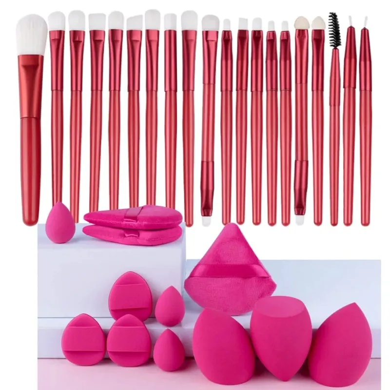 20pcs Makeup Brush Set Soft Fluffy Cosmetic Foundation Powder Eyeshadow Kabuki Blending Make Up Brush Beauty Tool Makeup Sponge