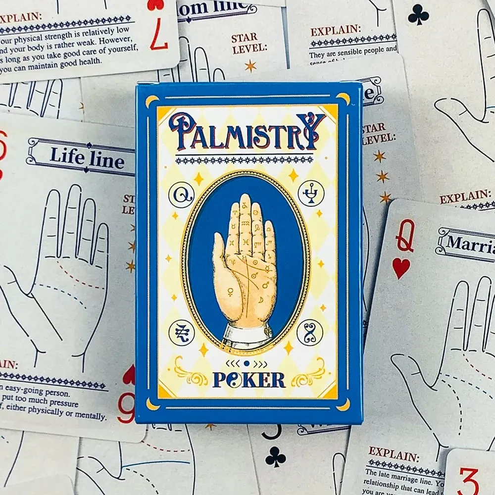 Palmistry Poker Cards Game 56 Cards Vintage Palm Reading Divination Poker Deck Mystic Fortune Telling Cards Board Game for Party — image 3