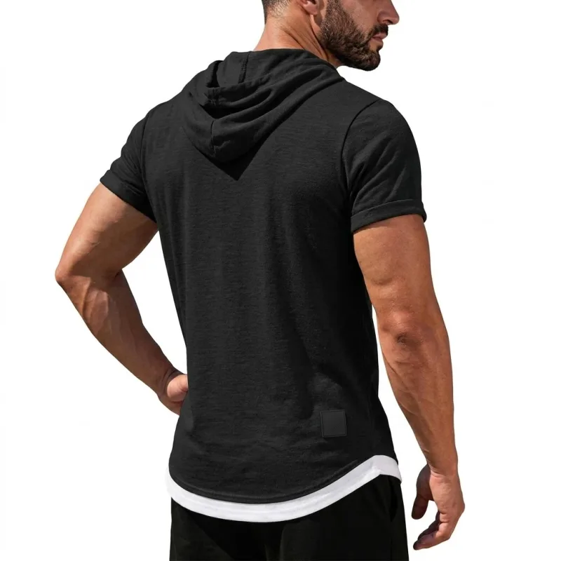 Summer Short Sleeve Hoodie Man Casual Thin T-Shirts Lightweight Pullover Hoodies Breathable Sweatshirt Korean Streetwear Gym Man