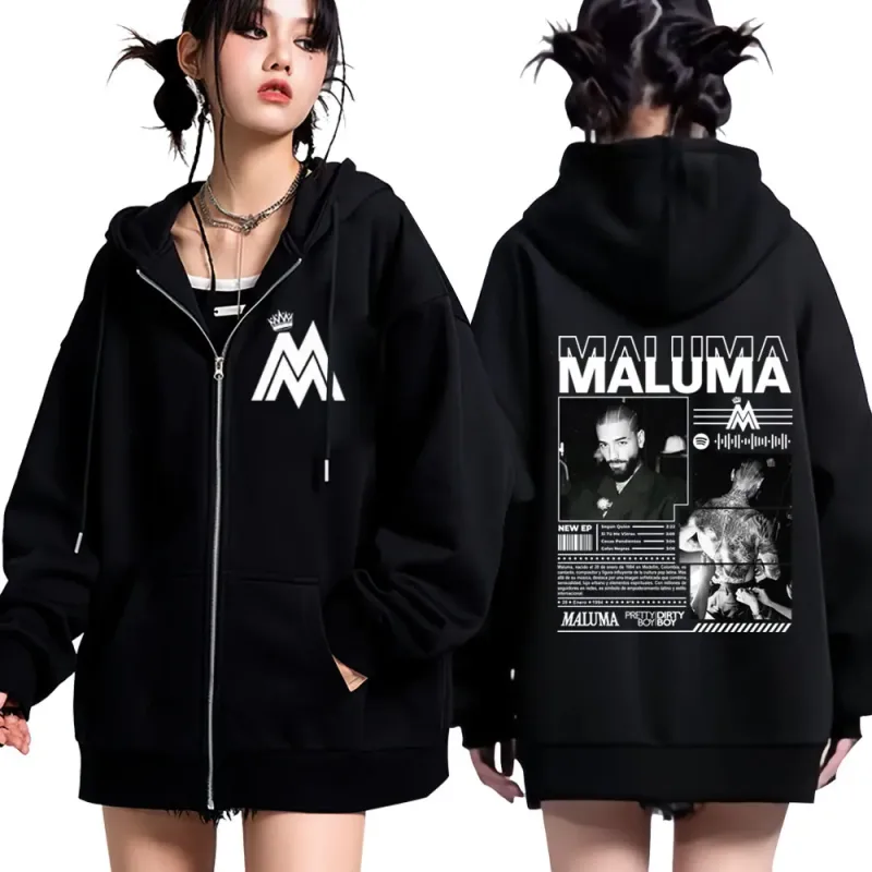 Rapper MALUMA Album Tour 2025 Zipper Hoodie Men Women Fashion Loose Jacket Coats High Quality Casual Hip-hop Vintage Sweatshirts — image 1