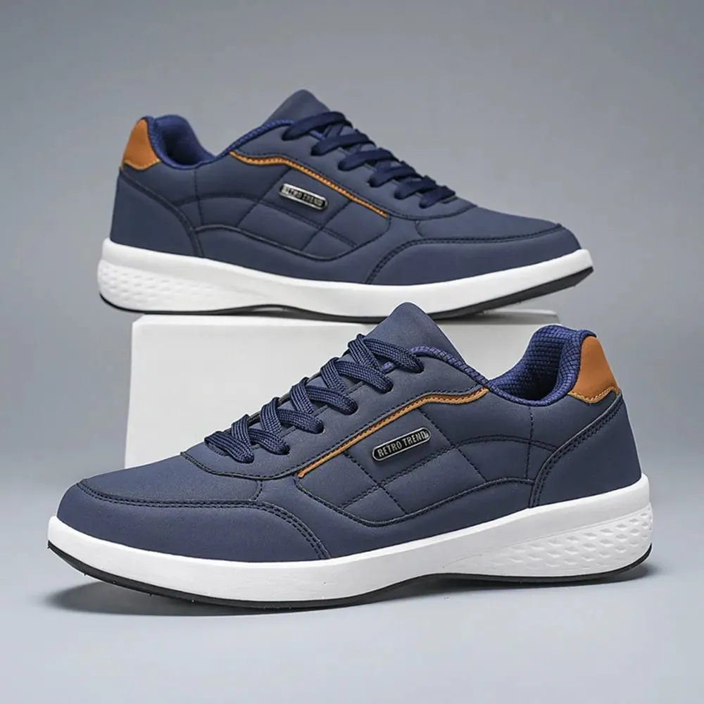 New Breathable Leather Men Shoes Lightweight Comfortable Men Sneakers Fashions Lace Up Casual Shoes Flat Shoes Zapatillas Hombre