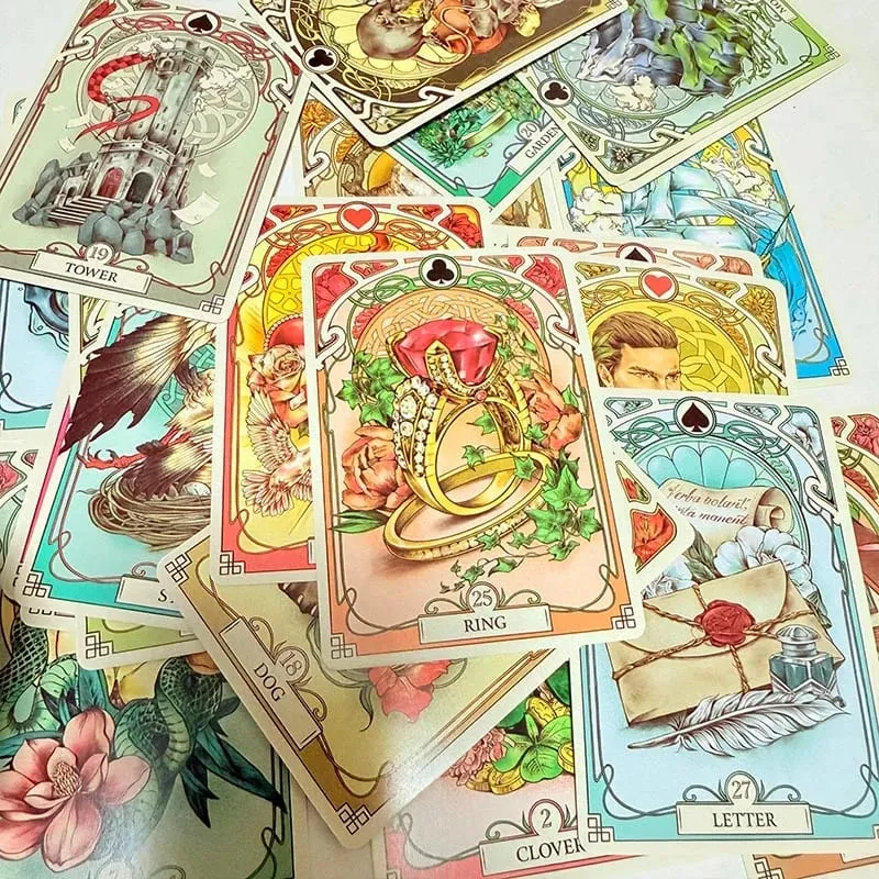 Romantic Lenormand Oracle Cards 37 Deck Art Nouveau English Vision Board Games for Party Family Women Deck — image 5