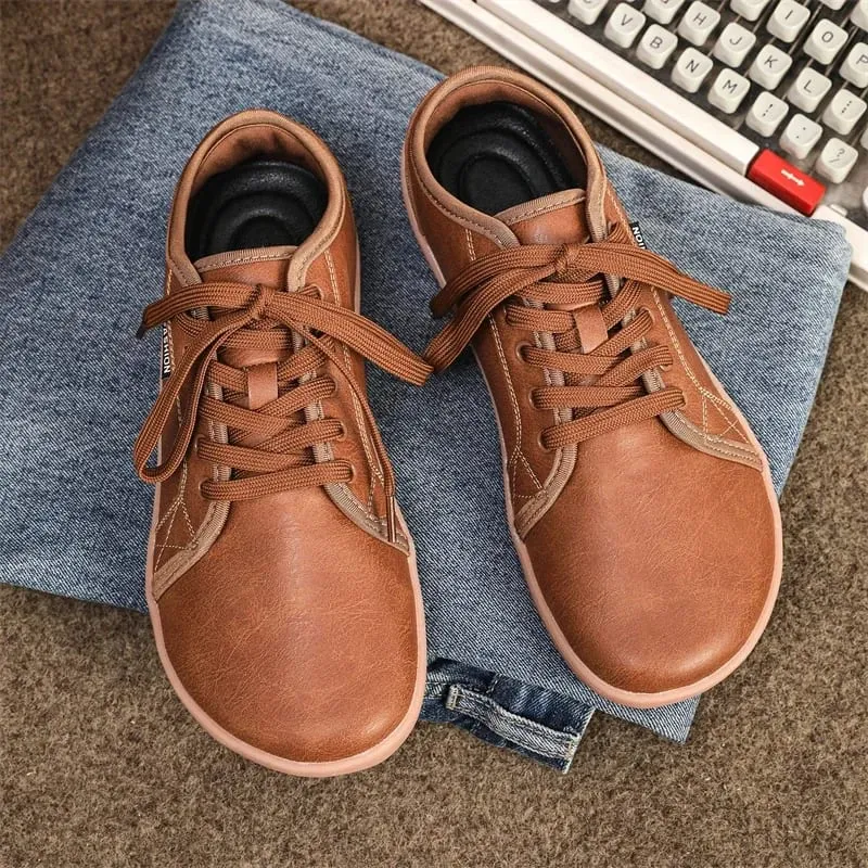 2025 ใหม่ Minimalist รองเท้าสำหรับผู้ชายผู้หญิงกว้าง Toe Barefoot Zero Drop รองเท้าสบายๆหนังเทียมน้ำหนักเบาเดินรองเท้าผ้าใบ
