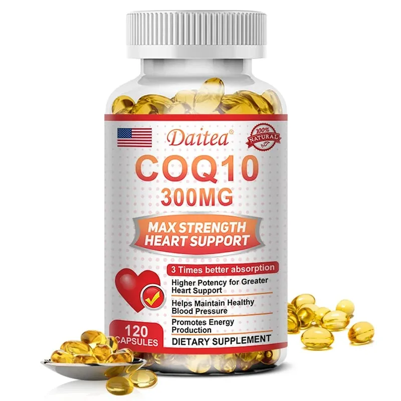Coenzyme Q10 Capsules 300 Mg Each To Promote Cardiovascular Health and Heart Health Provide Energy To Support Joint Health