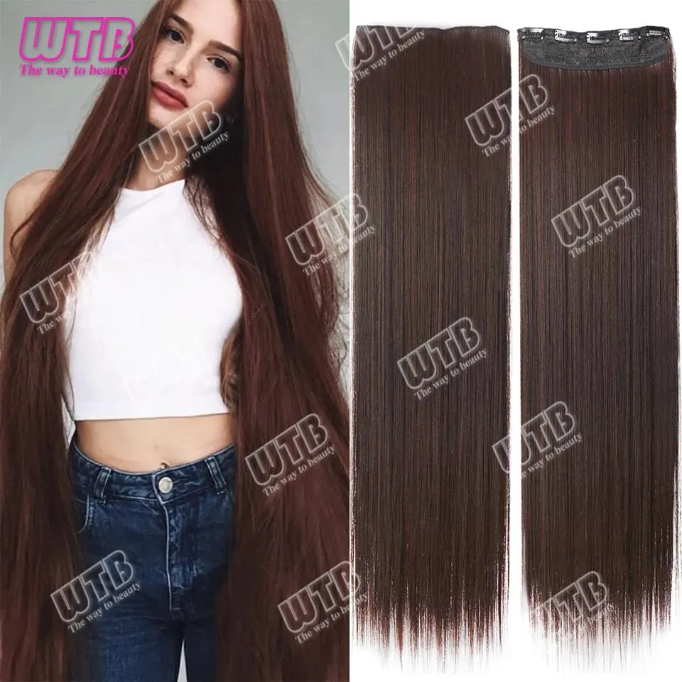 Extra Long Straight Synthetic 5 Clip Hair Extensions Ponytail Extension For Ladies Girls 20~40 Inches Clip In Extensions Hairpie — image 10