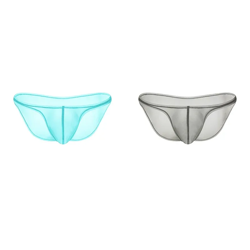 Men's Underwear Delicate Ice Silk Transparent Triangle Panties Personality Low Waist Briefs — image 10
