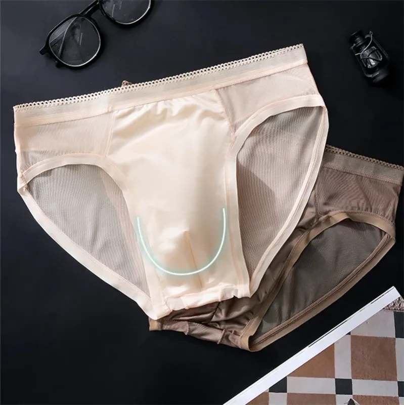 New adults 18 plus micro calzones hombres Ice silk mesh men's underwear 3D space sexy lingeries for man lace calzoncillos hombre — image 4