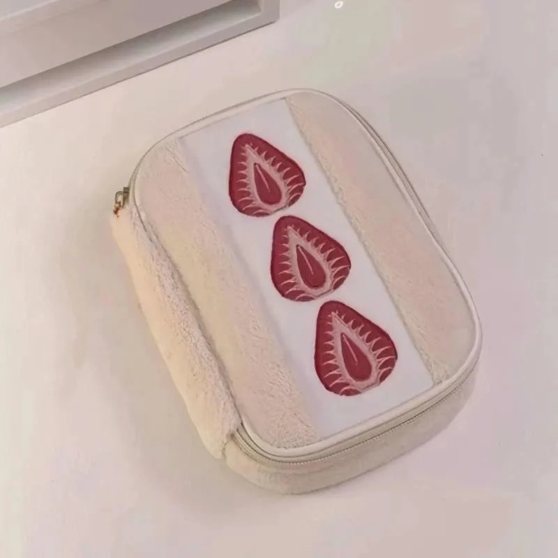イチゴサンドイッチ化粧品ツールバッグ大容量メイクブラシ口紅収納袋多機能コスメティックオーガナイザー