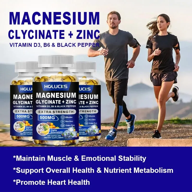 Magnesium Glycinate & Zinc Supplement for Muscle Joint Bone Enzyme & Heart Health Support Immune Relaxation Mood — image 5
