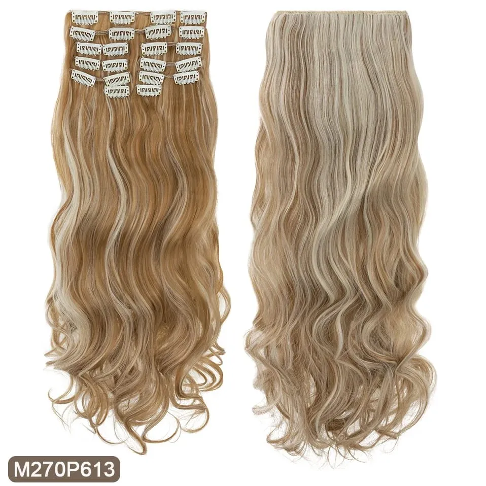180g 12PCS Wavy Clip in Hair Extensions 22" Long Synthetic Thick Clip On Hair Extensions for Women Full Head Hairpiece — image 19