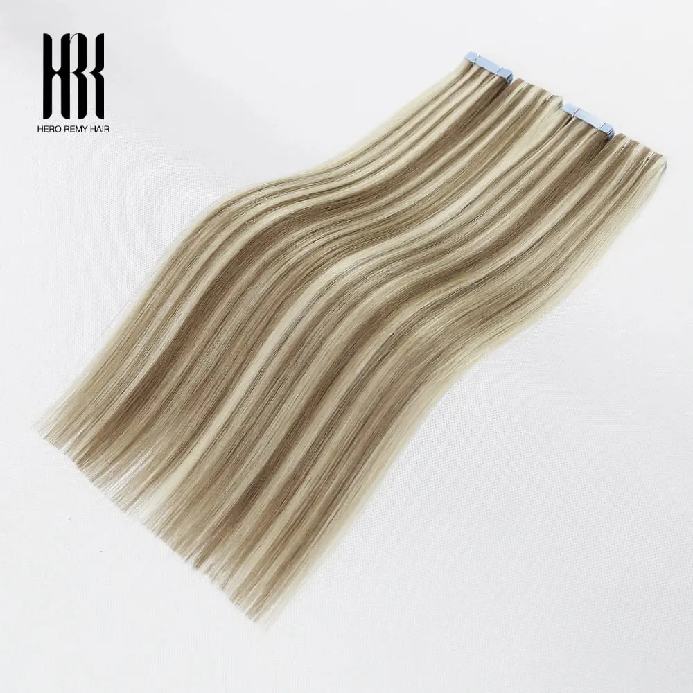 Invisible Tape In Extensions Real Remy Human Hair Seamless Pu Skin Weft Injected Hair Extensions Adhesives Tape-Ins 2g/piece