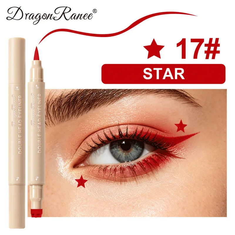 2-in-1-Eyeliner mit doppelseitigem Stempelsiegel, schnell trocknend, wasserfest und schweißfest, verwischt nicht leicht, bunter Augen-Make-up-Eyeliner