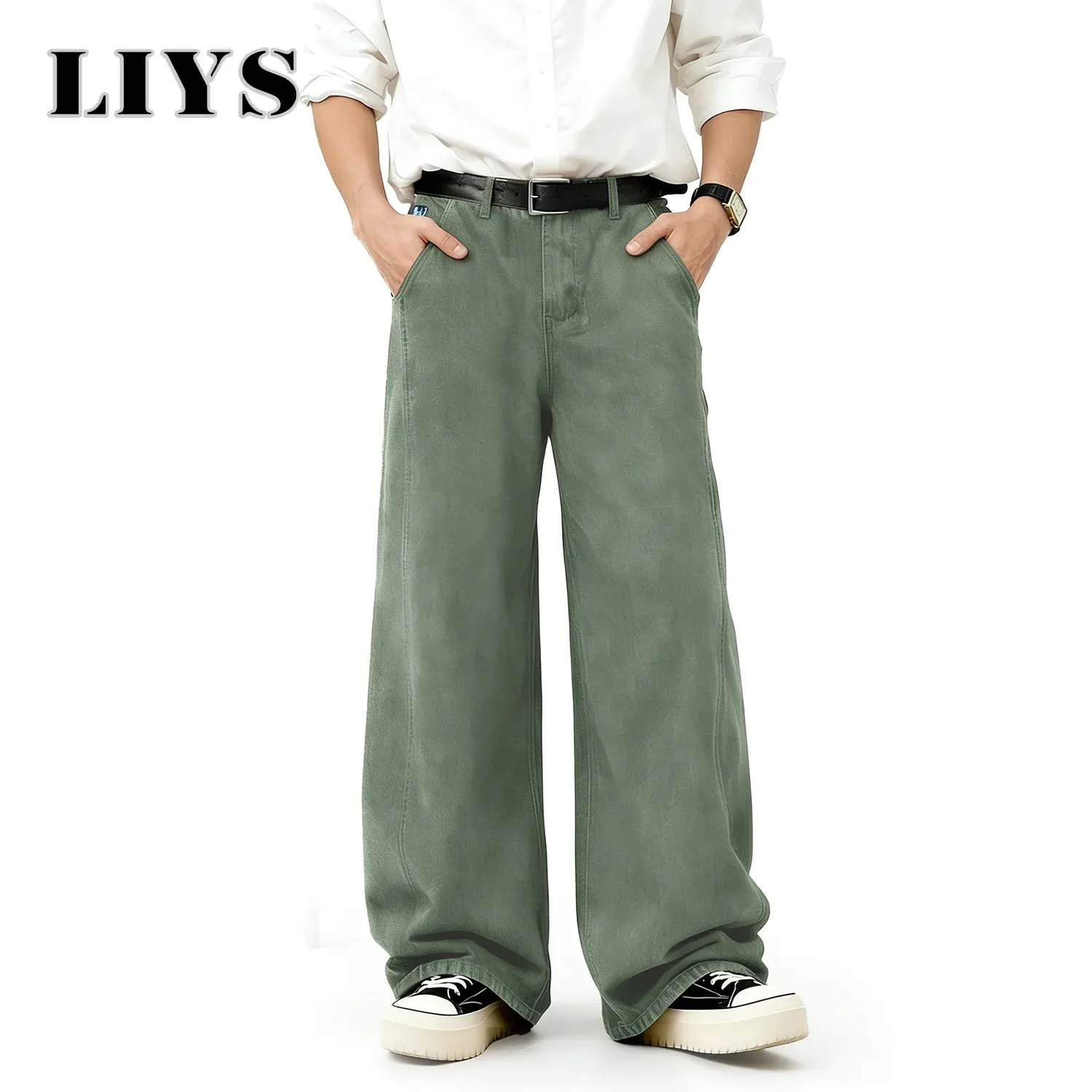 American Men's Retro Brown Ultra Baggy Wide Leg Jeans Street Casual Embroidery Oversized Men's Clothes Unisex Denim Pants — image 12