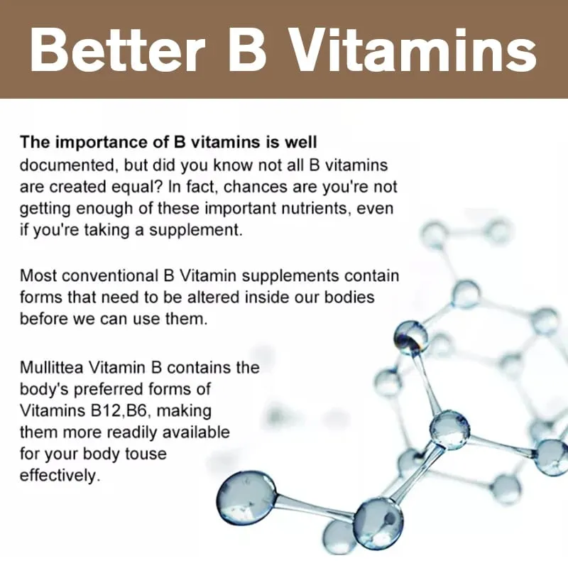 Vitamin B-Complex Capsules with Vitamin B12 & Biotin Support Nervous Bones Brain & Heart Health Metabolism Immune Energy
