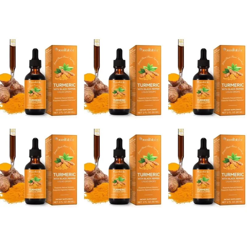 Acentialabs Turmeric with Black Pepper Liquid Drops for Natural Inflammatory Response Support 1340 Mg Turmeric Extract 60 ML
