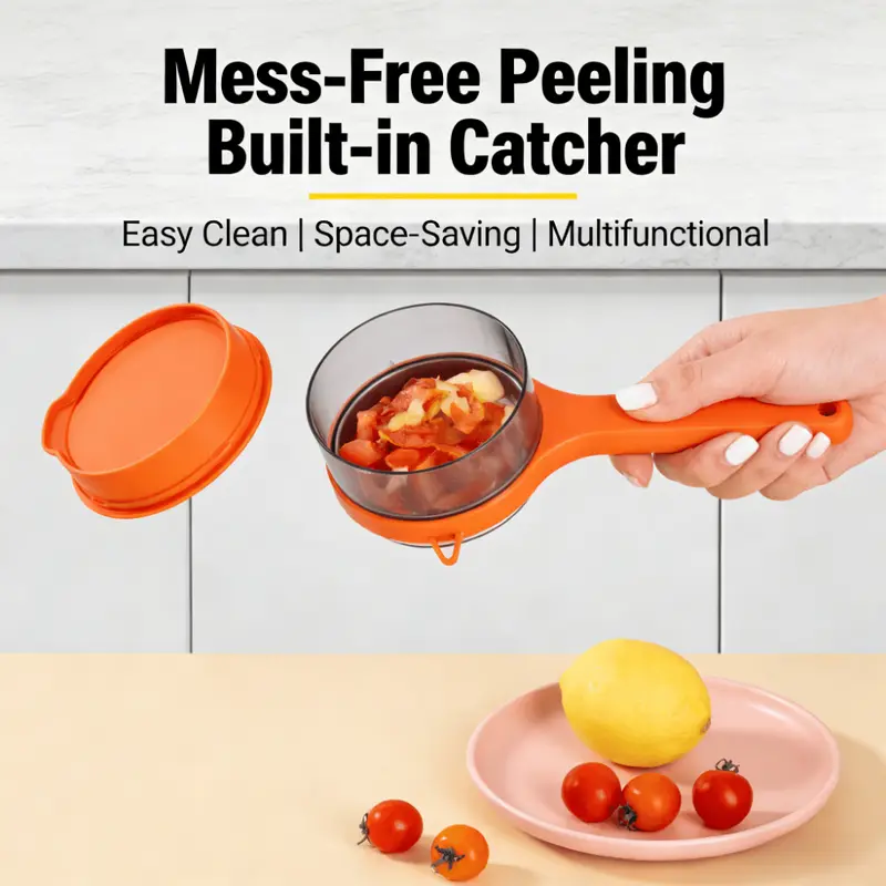 Multi-functional Fruit Vegetable Peeler with Peel Storage No Splashing Hanging Design Easy To Clean Potato Eye Remover Kitchen — image 1