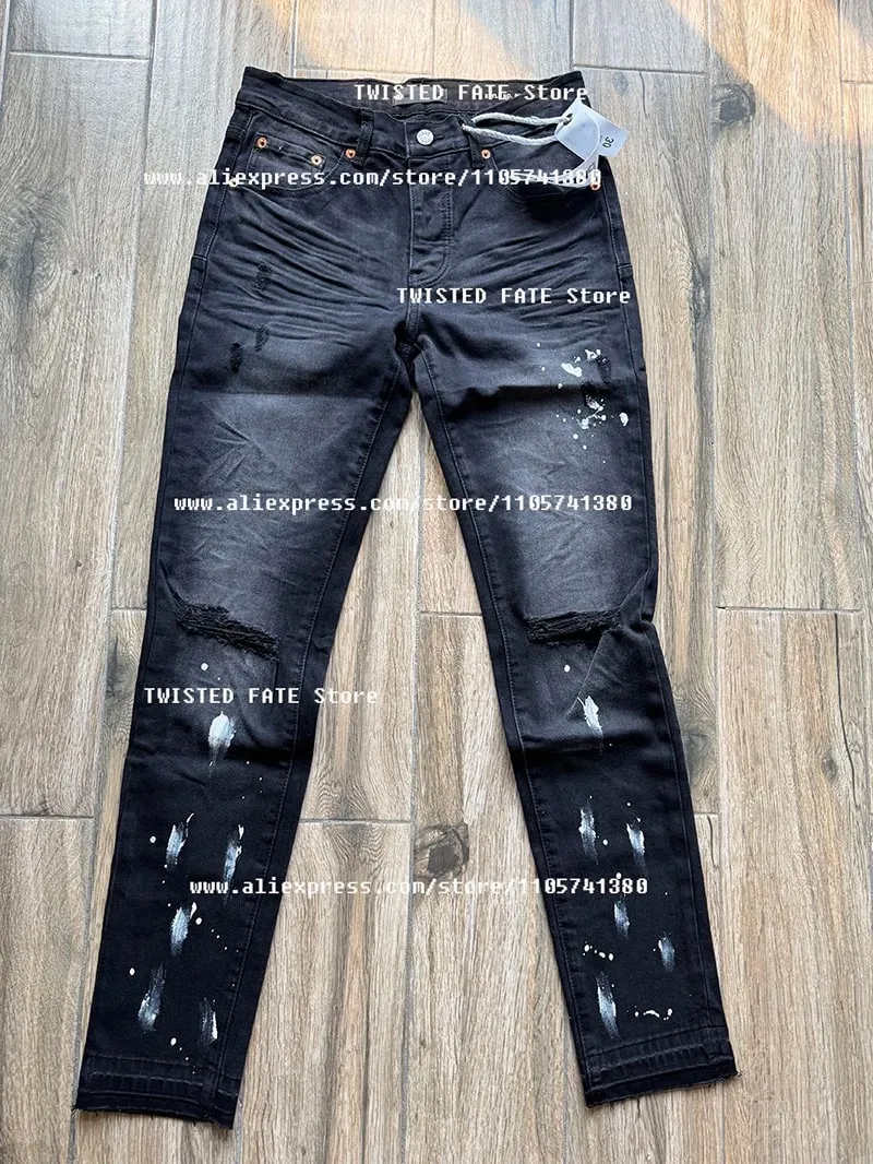 Men's Distressed High Street School Boys Fashion American Style Stretch Skinny Fit Ripped Jeans — image 6