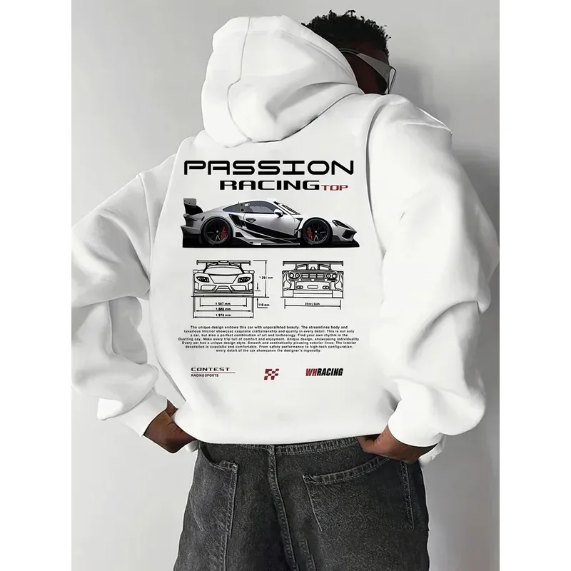 Men's casual hoodie alphabet print loose fit - Bahrain streetwear 22ss men clothing hoodies hoodie men one piece haikyuu — image 3