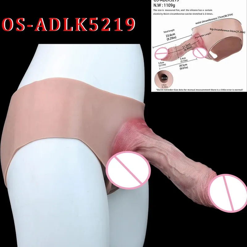 High Waist Realistic Penis Sleeve насадка на член Strap On Hollow Dildo Panties Silicone Dick Extender Sex Toy For Men