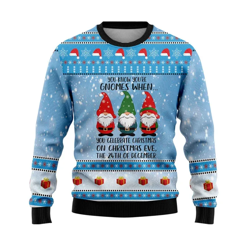 3D Printed Cartoon Santa Claus Sweatshirt For Men Merry Christmas Pattern Hoodies Casual Harajuku Loose Tops Round Neck Pullover — image 2