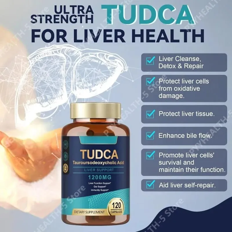 Bile Salts 120 Capsules Ultra Strength Pure TUDCA Liver Supplements Liver and Gallbladder Cleanse & Repair Vegan — image 1