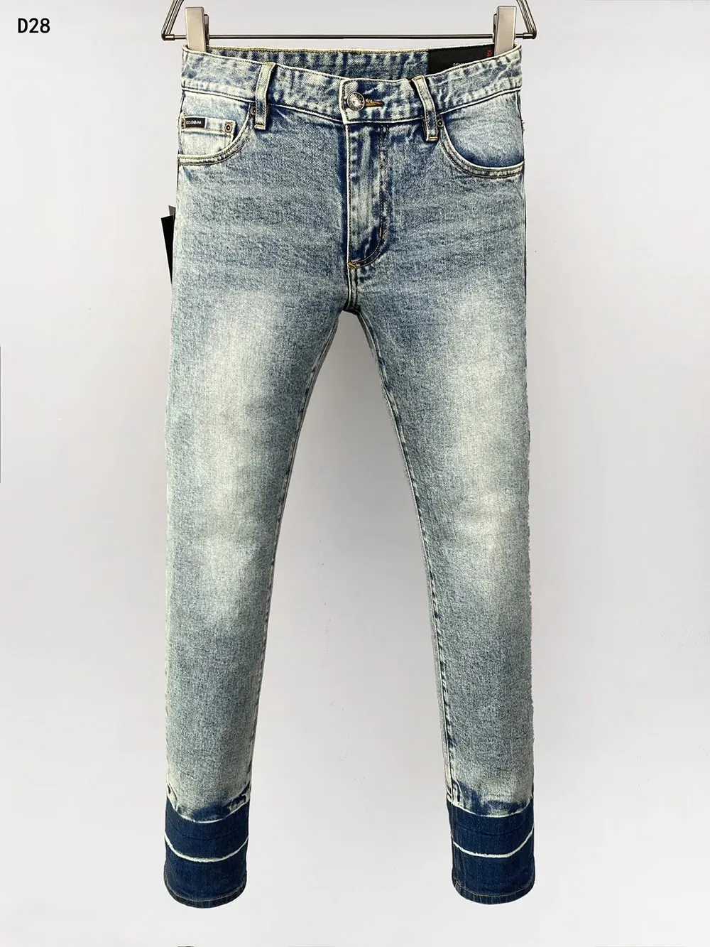 new Europe design famous brand Men Jeans Denim Pants Designer slim Cotton button Pocket grey color Stretch jeans pant D28