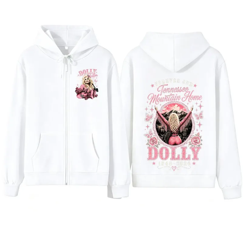 Dolly Parton Tribute 1946-2026 Country Music Zipper Hoodies Men Women Fashion Casual Zip Up Hooded Sweatshirts Jackets Coats — image 9
