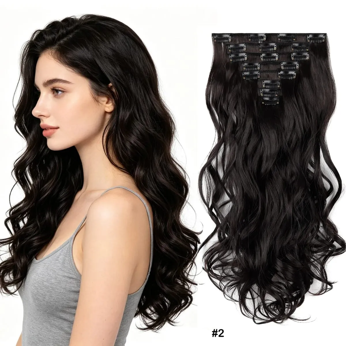 Wavy Clip in Hair Extensions 50cm Matte Synthetic Hair Pieces For Women Daily Party Hairstyle