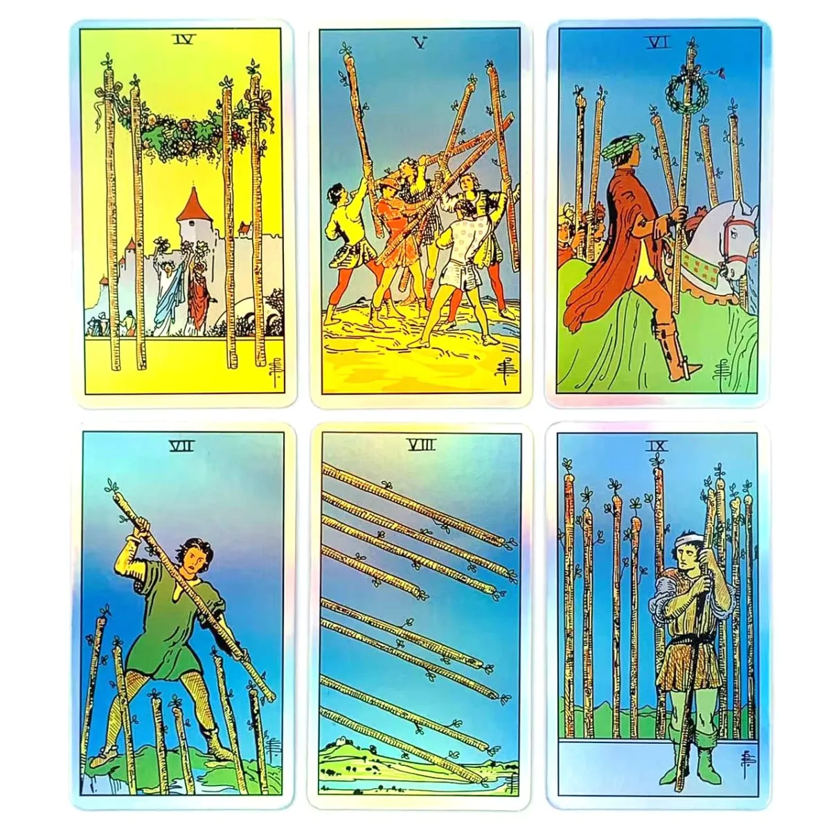 Baralho de tarô clássico arco-íris holográfico, 78 peças, cartas de tarô iridescentes com guia, cartão oracle de adivinhação para iniciantes — image 4