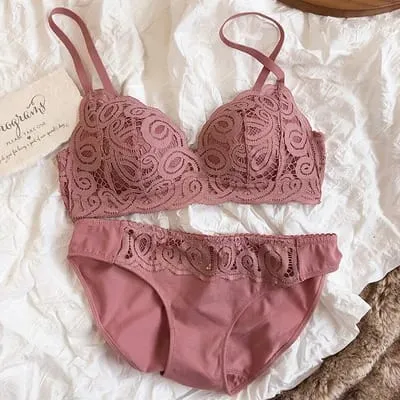 Colors Seamless Comfortable Full Lace Sleepwear Bra Sets Sexy Women Underwear Wire Free Push Up Lingerie Suits Intimates — image 11