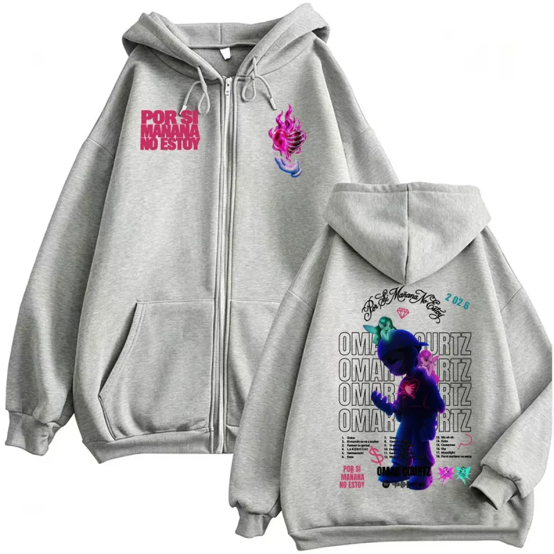 Omar Courtz Por Si Manana No Estoy 2026 Tour Zip Up Hoodies Men's Casual Fleece Sweatshirt Jacket Coats Bodywarmer Zipper Hooded — image 5