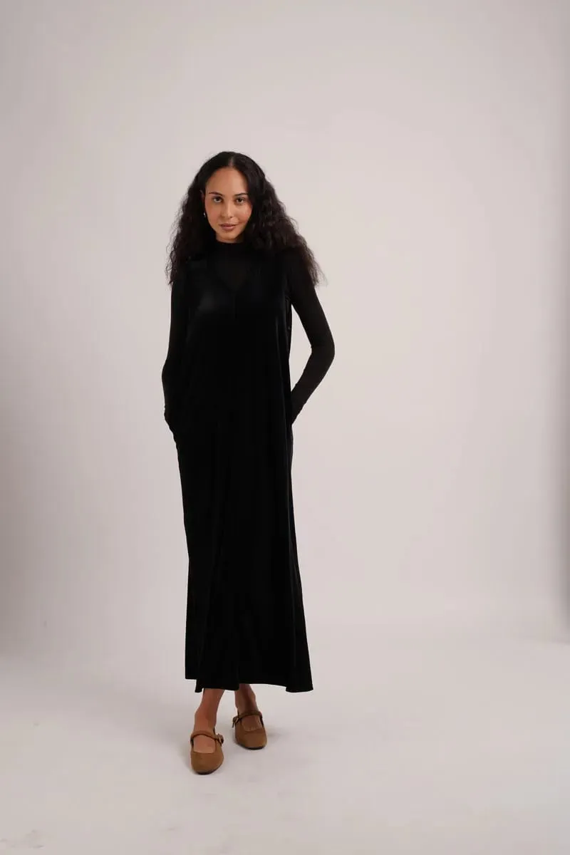 AS AW26 Fluwelen trui-jurk met zijzakken + Jersey basic opstaande kraag