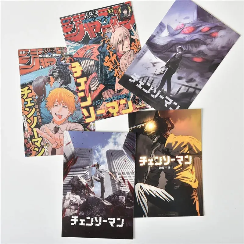 10Pcs Japenese Anime Chainsaw Men Character Poster Sticker Postcard Gift Home Study Room Wall Background Decor Pictures Painting — image 2