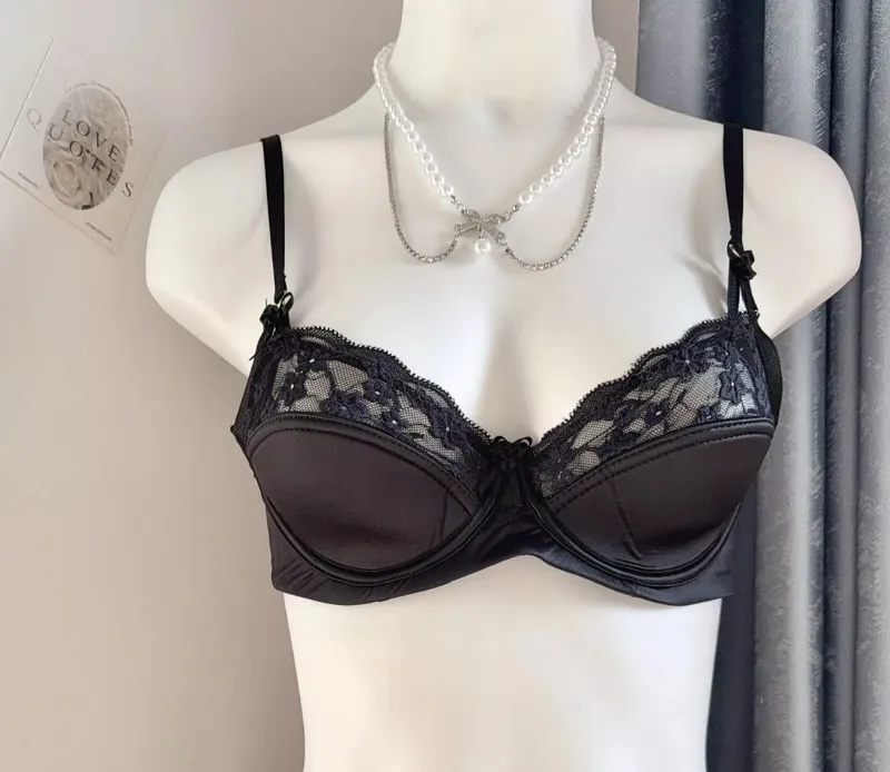 Popolare set reggiseno minimizzatore in pizzo rosso da donna mezza tazza ultra sottile busto grande supporto morbido festa nuziale luna di miele notte fuori vestito 32-38