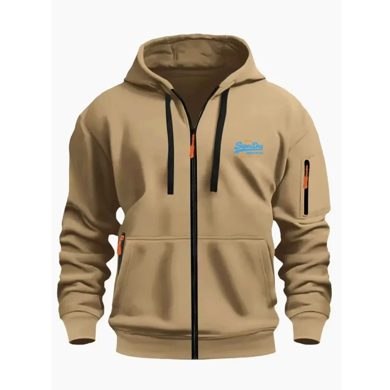 Men's Autumn Winter Hoodies Long Sleeve Sweatshirt Zipper Design Hooded Sweatshirt Men Sportswear Slim Fit Casual coat men tops