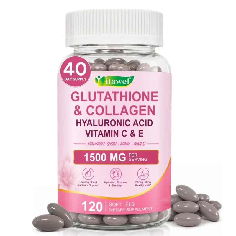 Itawel Collagen Glutathione Softgels Hyaluronic Acid Vitamins C E For Skin Hair Nails Radiance & Beauty Support Adult 120 Count — image 9