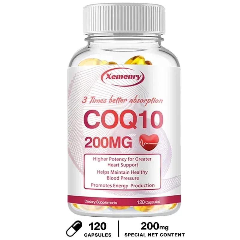 Coenzyme Q10 Capsules 200mg -Provide Energy Support Heart and Cardiovascular Health Promote Metabolism Anti-oxidation