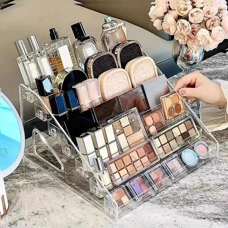 Transparent Cosmetic Organizer Display Case Multi-Layer Makeup Brushes Lipsticks Jewelry Hairpin Storage Rack Desktop Holder