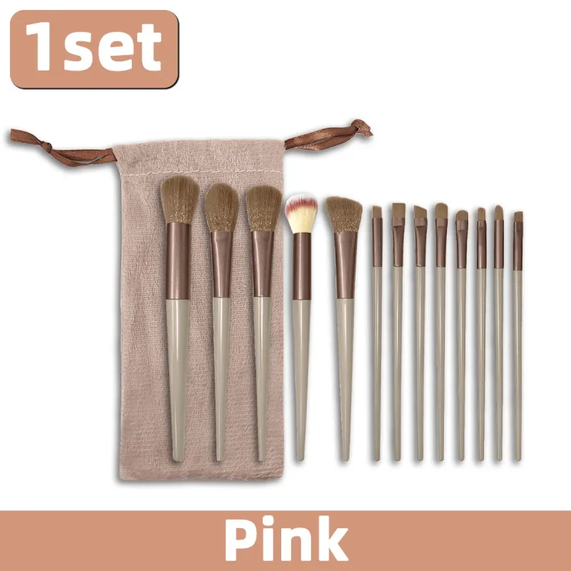 13PCS/set Makeup Brushes Set Soft Synthetic Fiber Cosmetic Brushes Para sa Face Eyes Foundation Blush Eyeshadow na May Storage Pouch