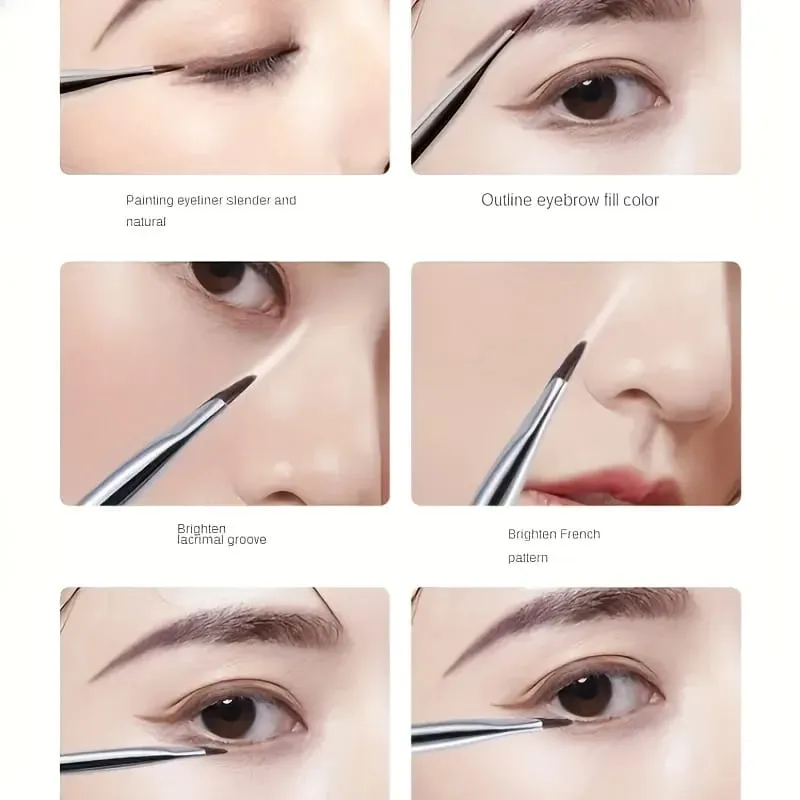 7 Combination Precision Detail Makeup Brushes Eyeliner and Eyebrow Brush Sets with Ultra-Thin Eyebrow and Lower Eyelid Brushes — image 3