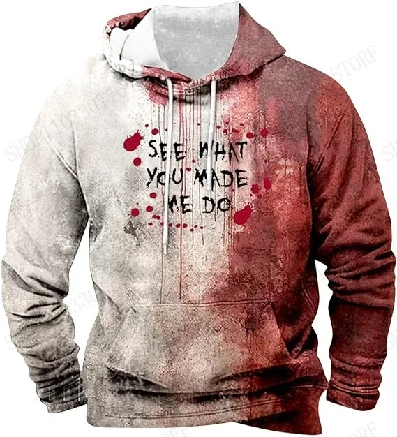 Lettera divertente I'm Fine Bloody Felpa con cappuccio con stampa 3D Uomo Donna Moda Halloween Tuta Adolescenti Felpa con cappuccio Autunno Inverno Abbigliamento