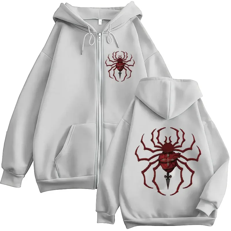 Anime Hunter X Hunter Phantom Troupe Spider Logo Zipper Hoodies Men's Zip Up Hooded Sweatshirts Long Sleeves Pullovers Jackets
