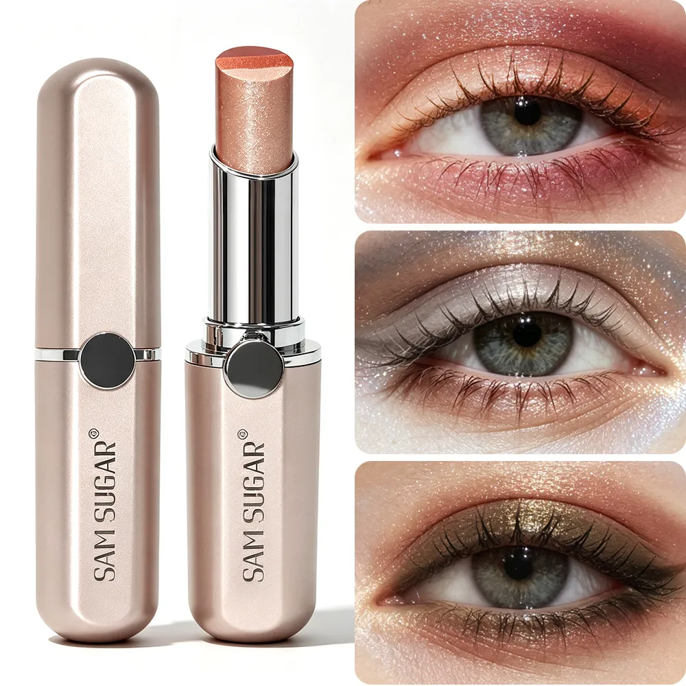 3-Color Gradient Pearlescent Eyeshadow Stick Waterproof Soft Gloss Shimmer Aegyo Sal Brightening Highlighter Eye Shadow Makeup