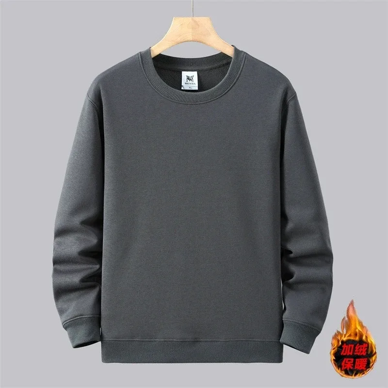 Large Size Men's Sweatshirt Crewneck Pullover Male Extra Big Plus 7XL 10XL 12XL Autumn Winter Fleece Lined Casual Clothing Loose