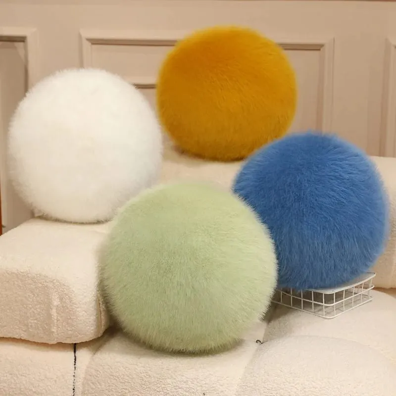 30cm Long Plush Fluffy Round Plush Pillow Cartoon Ball Pillow Accompany Stuffed Pillow Car Home Sofa Decor Plush Cushion