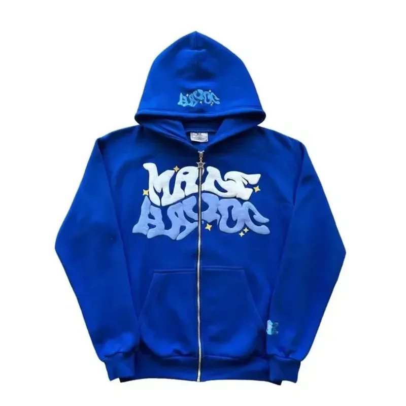 Zipper hooded sweatshirt with retro American letters suitable for men and women wearing Y2K jacket autumn/winter cardigan — image 13